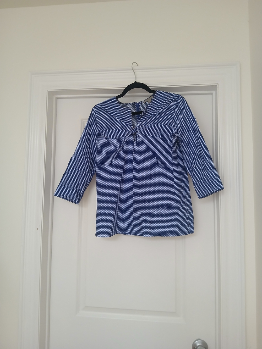 Blue Patterned Women's 3/4 Sleeve COS Top